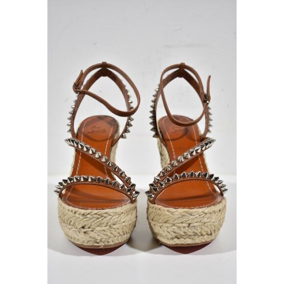 Christian Louboutin Mafaldina Zeppa 120 Brown Platform Wedge Sandal Heel Pump 37 - Picture 6 of 12